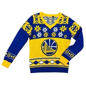 Golden State Warriors Ugly Xmas Sweater  Knit Plaid Retro Big Logo XL